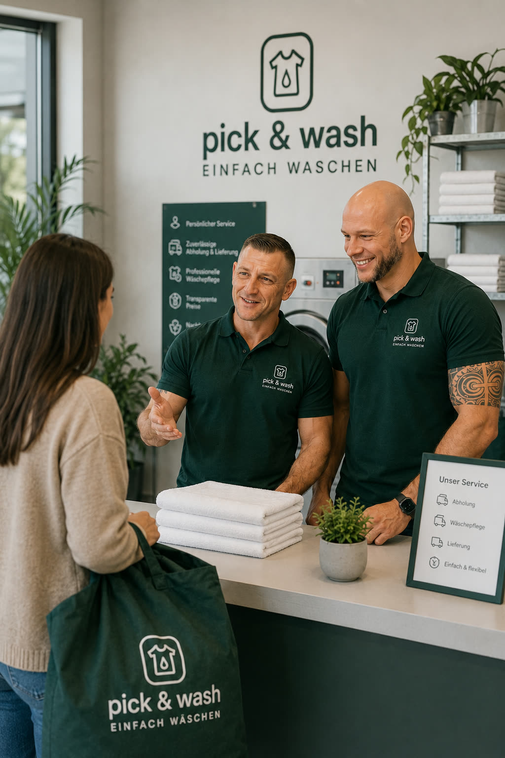 Frisch gewaschene und gefaltete Wäsche von pick & wash
